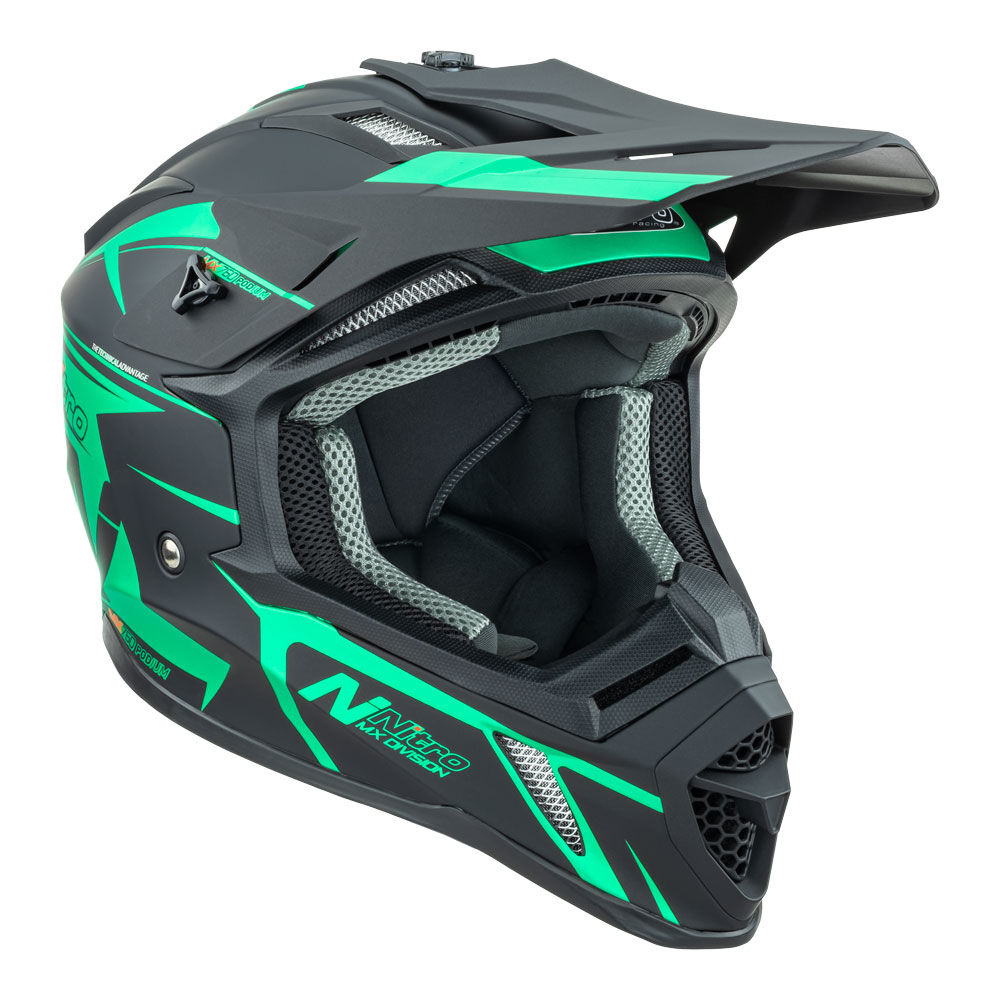 Nitro - NITRO MX760 PODIUM SATIN BLK/TEAL S - Shark Leathers
