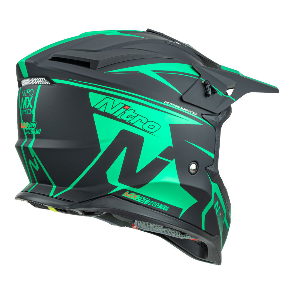 Nitro - NITRO MX760 PODIUM SATIN BLK/TEAL M - Shark Leathers