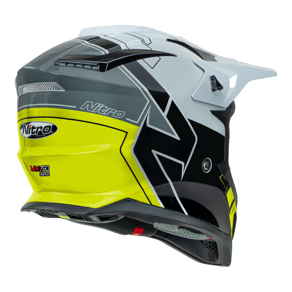 Nitro - NITRO MX760 HYPER GLOSS SILVER/GREY/BLACK/FLURO M - Shark Leathers