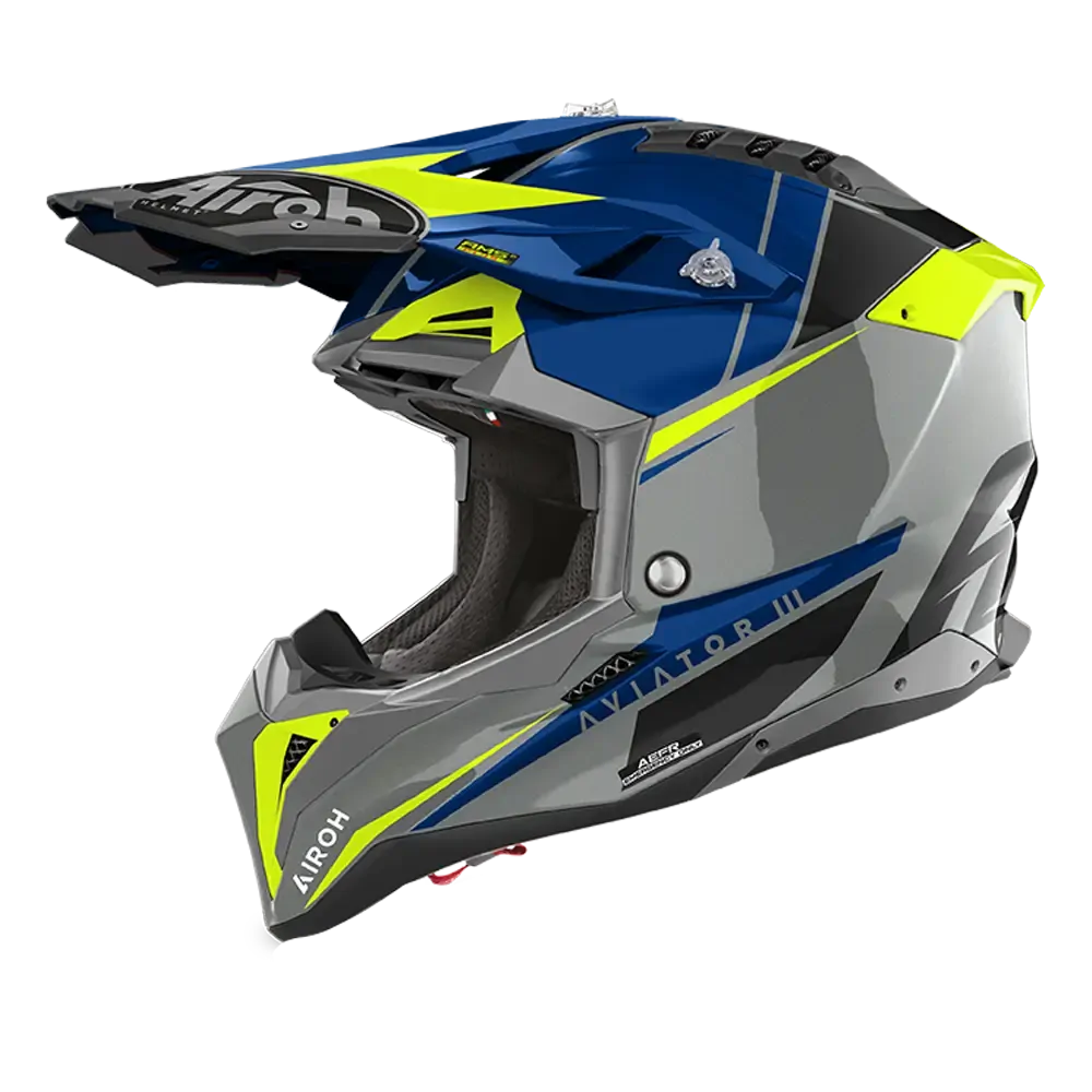 AIROH AVIATOR 3 PUSH BLUE GLOSS