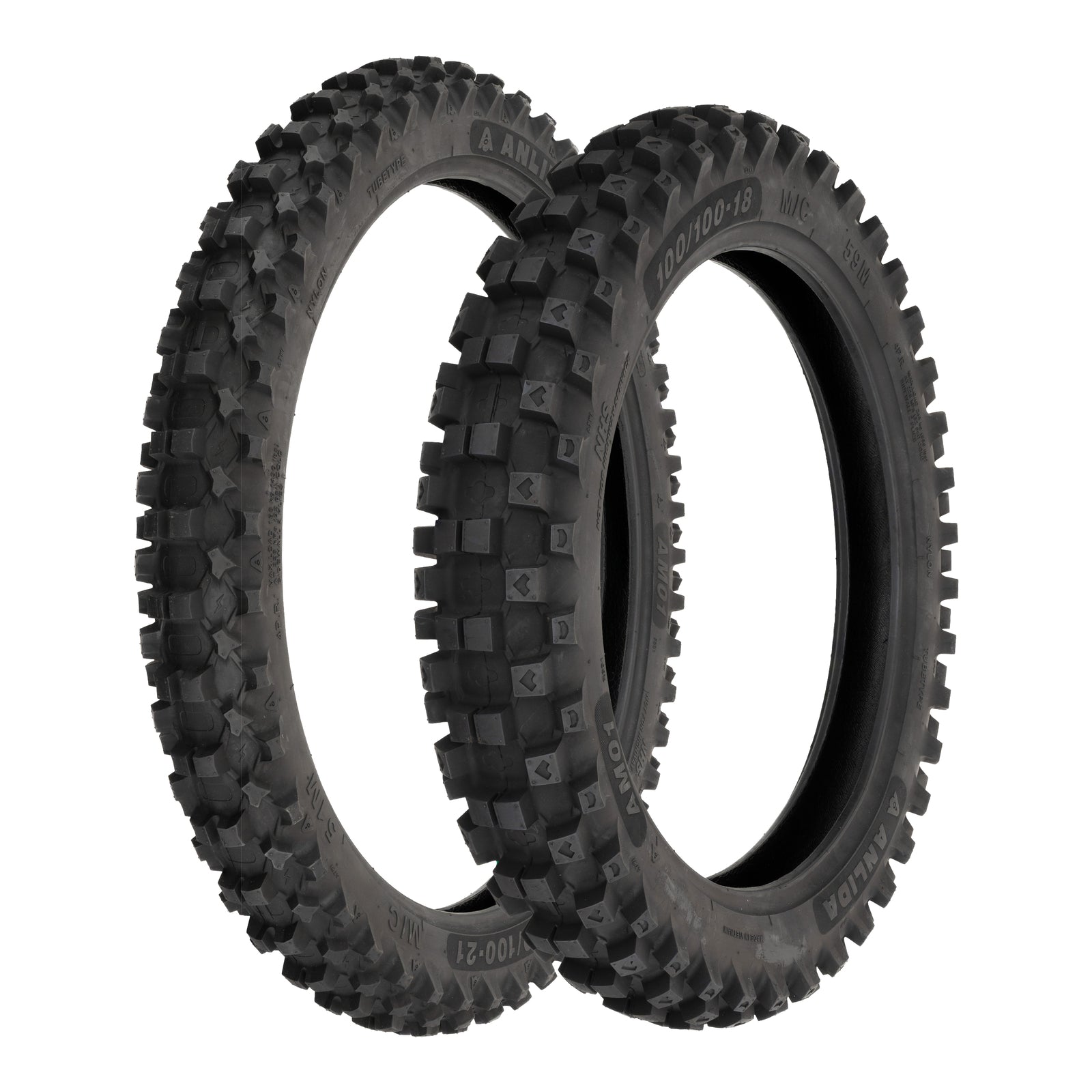 Anlida AM01 Tyre Set 80/100-21 Front & 100/100-18 Rear (NHS)