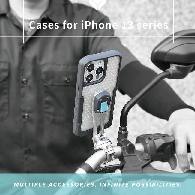 CUBE - CUBE iPhone 13 Mini X-Guard Case Carbon Fibre + Infinity Mount - Shark Leathers