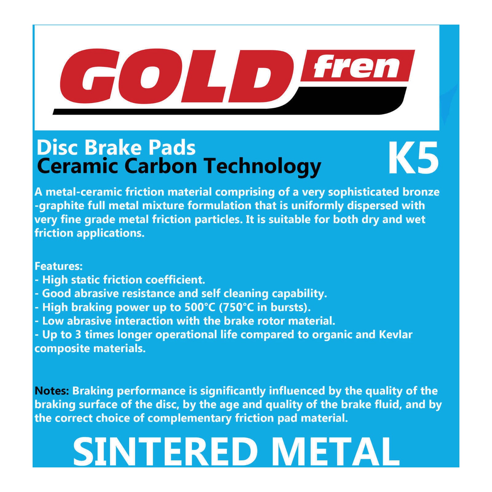 GOLDfren Brake Pads Off-Road Racing GF033 - K5 (PR58)
