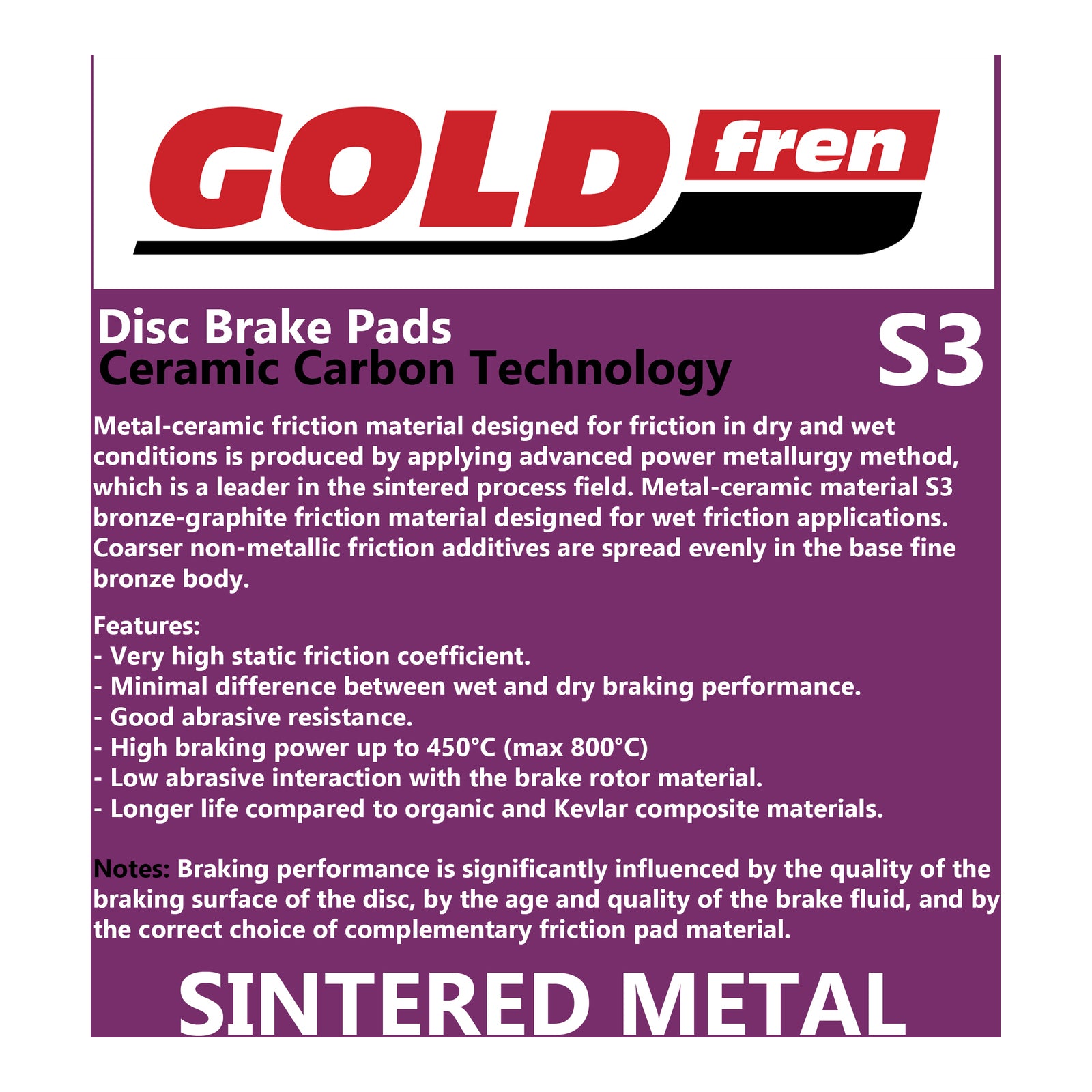 GOLDfren Brake Pads GF333 - S3