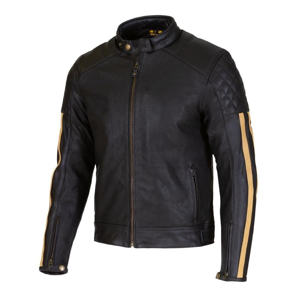 Merlin Icon D3O® Perforated Leather Jacket Black/Gold