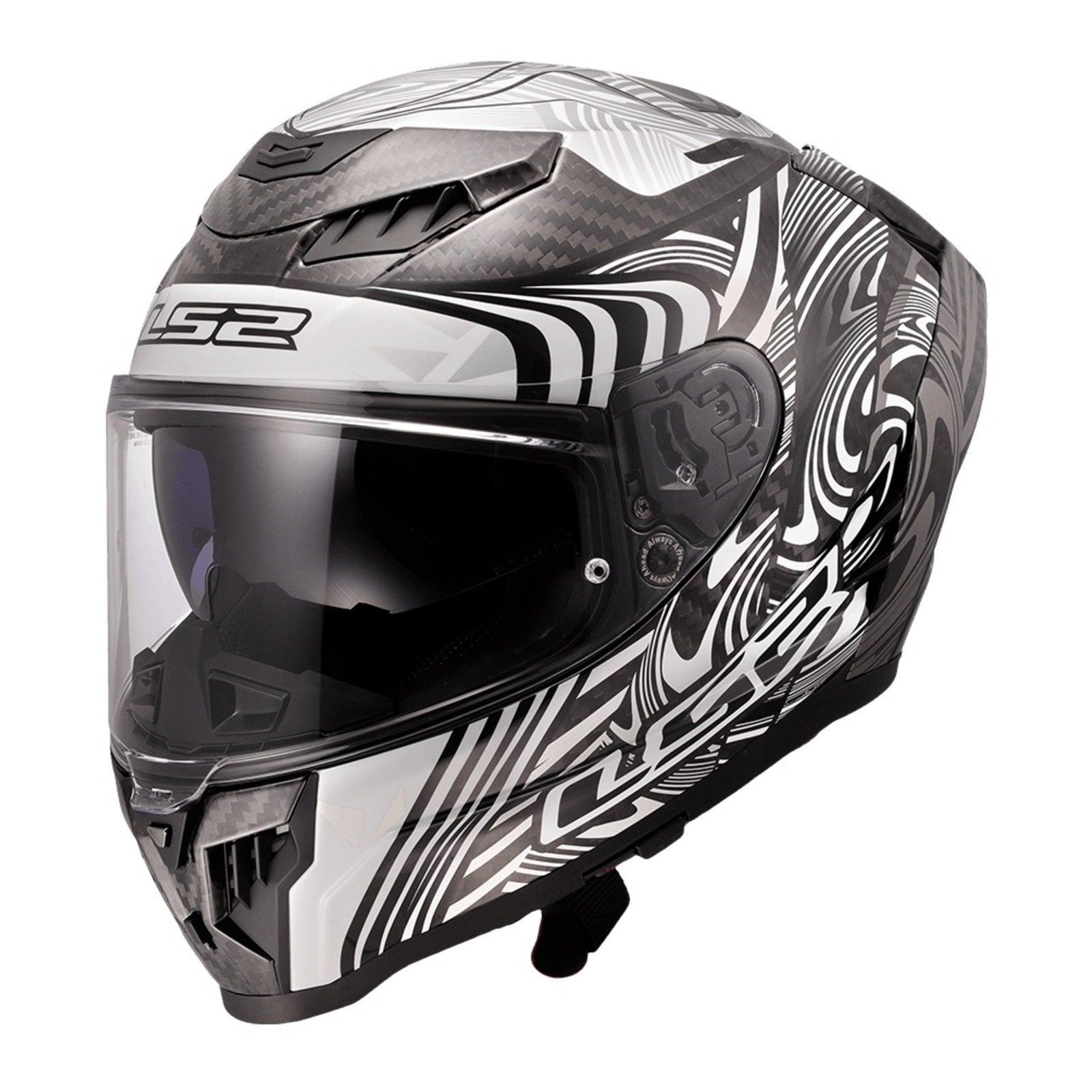 LS2 FF807 Dragon Carbon Enthum Helmet - Black / Silver 06