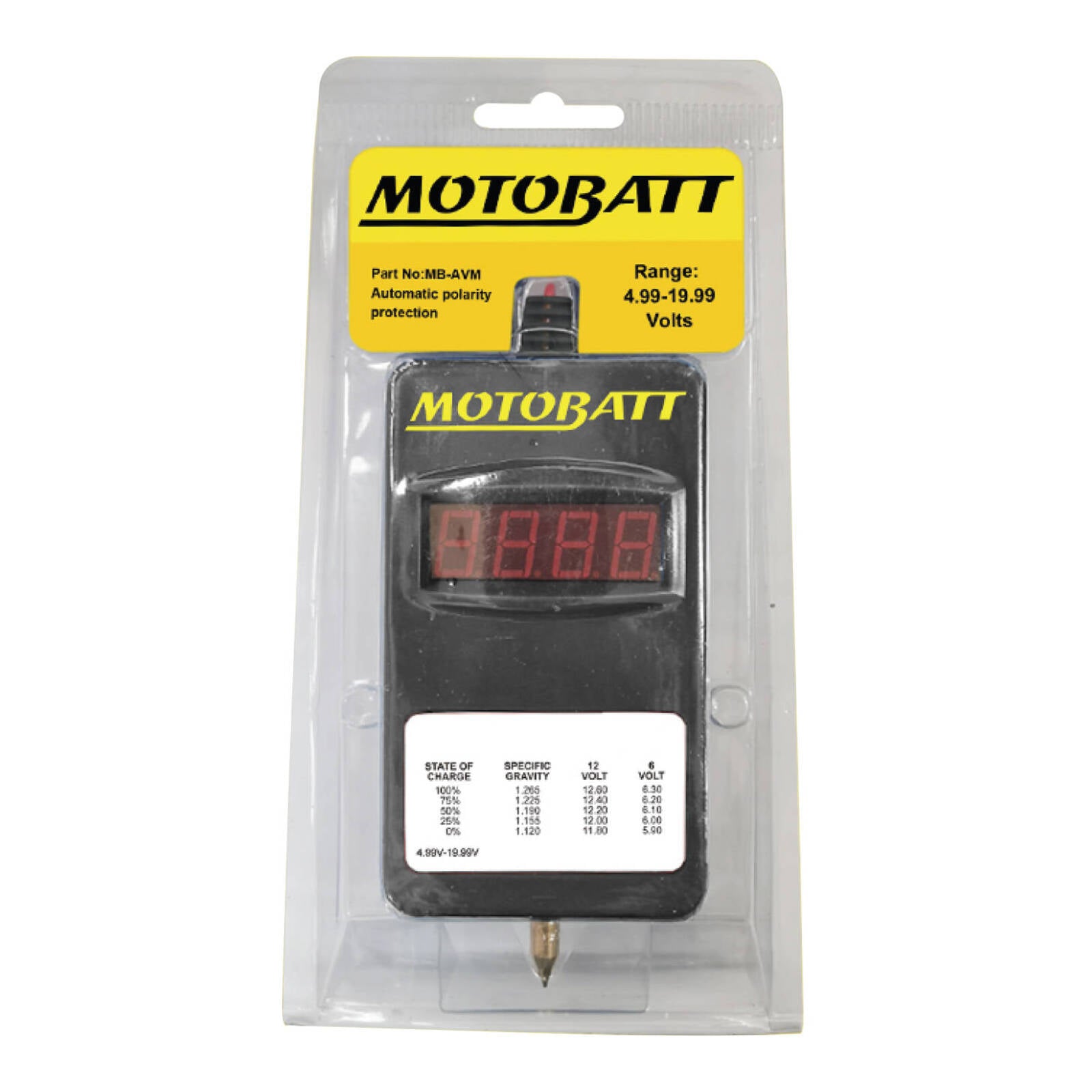 Motobatt Volt Meter 6V/12V