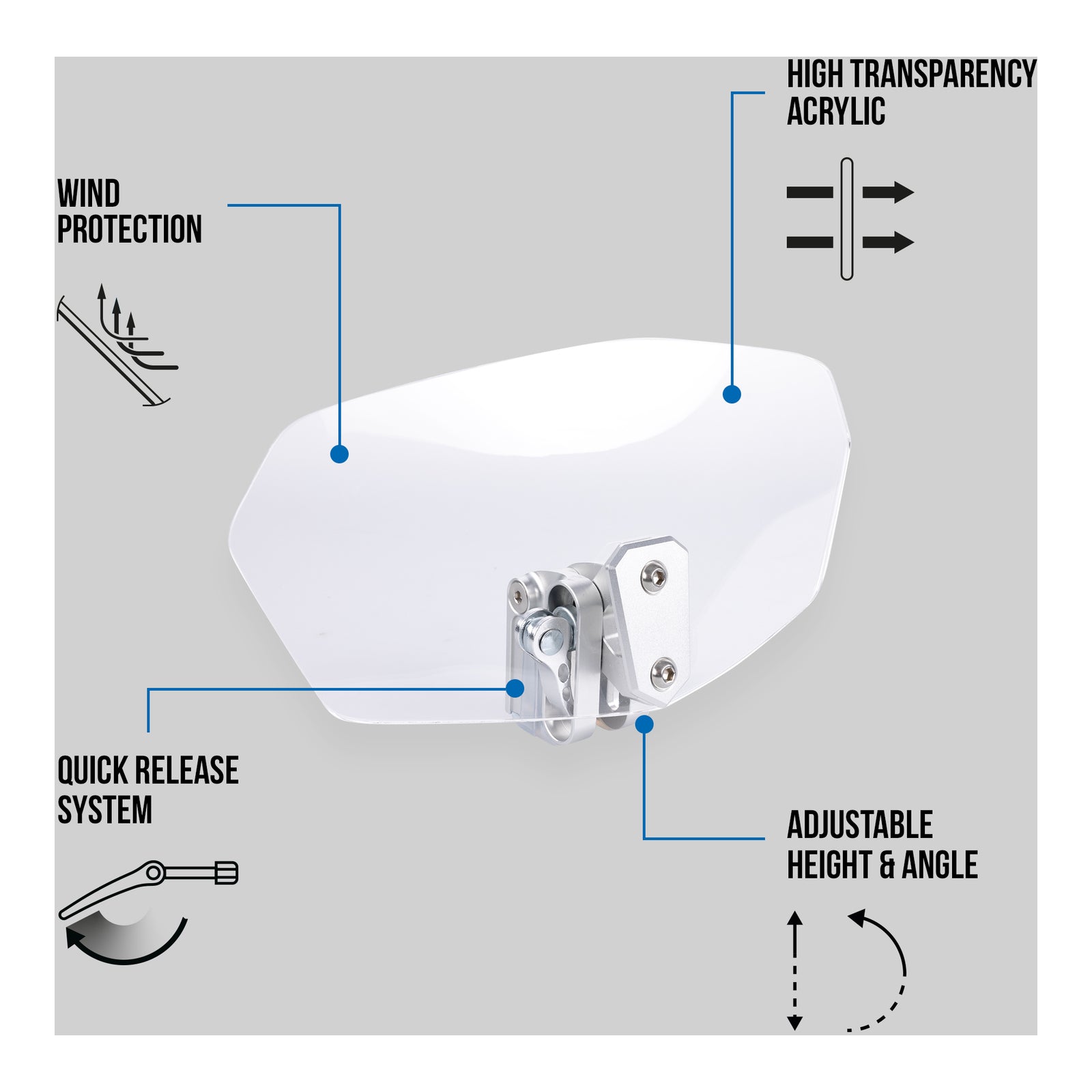 Oxford Wind Deflector- Clear 260 X 125mm
