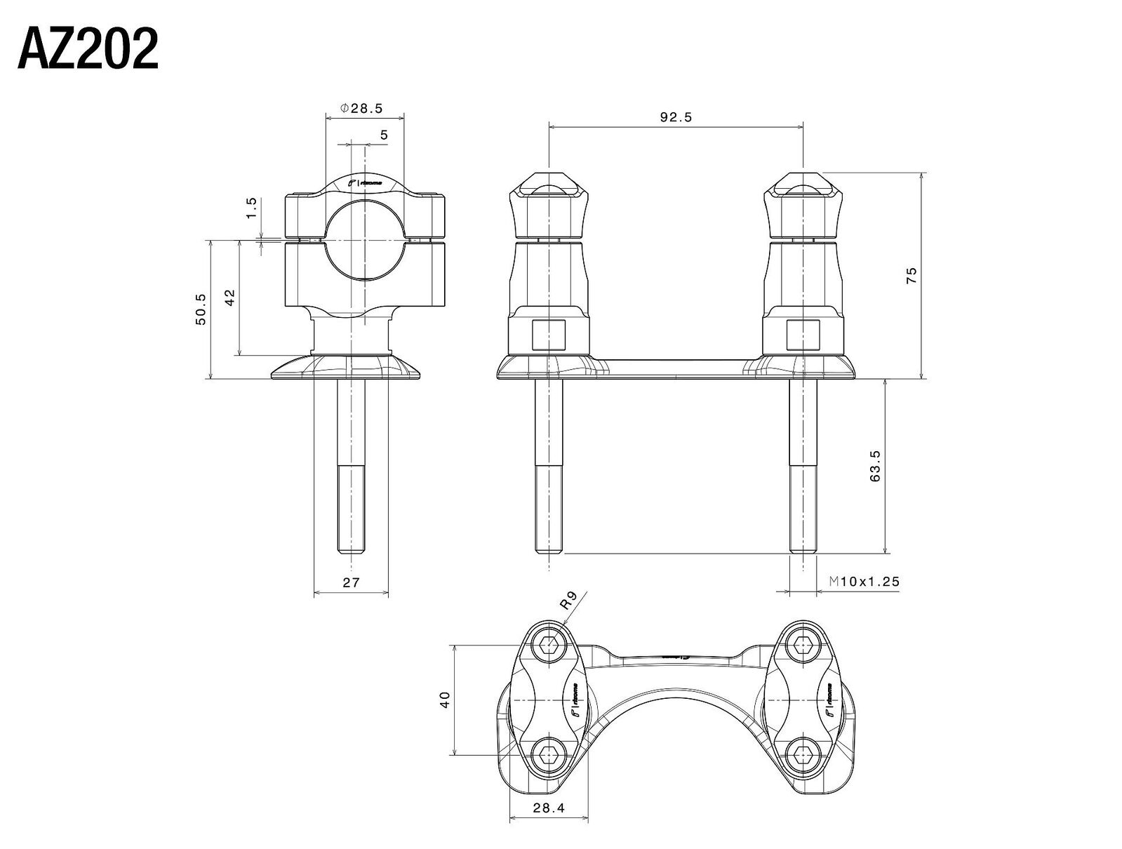 Rizoma Handlebar Riser Kit Black for Ducati Monster 821/1200 14-20