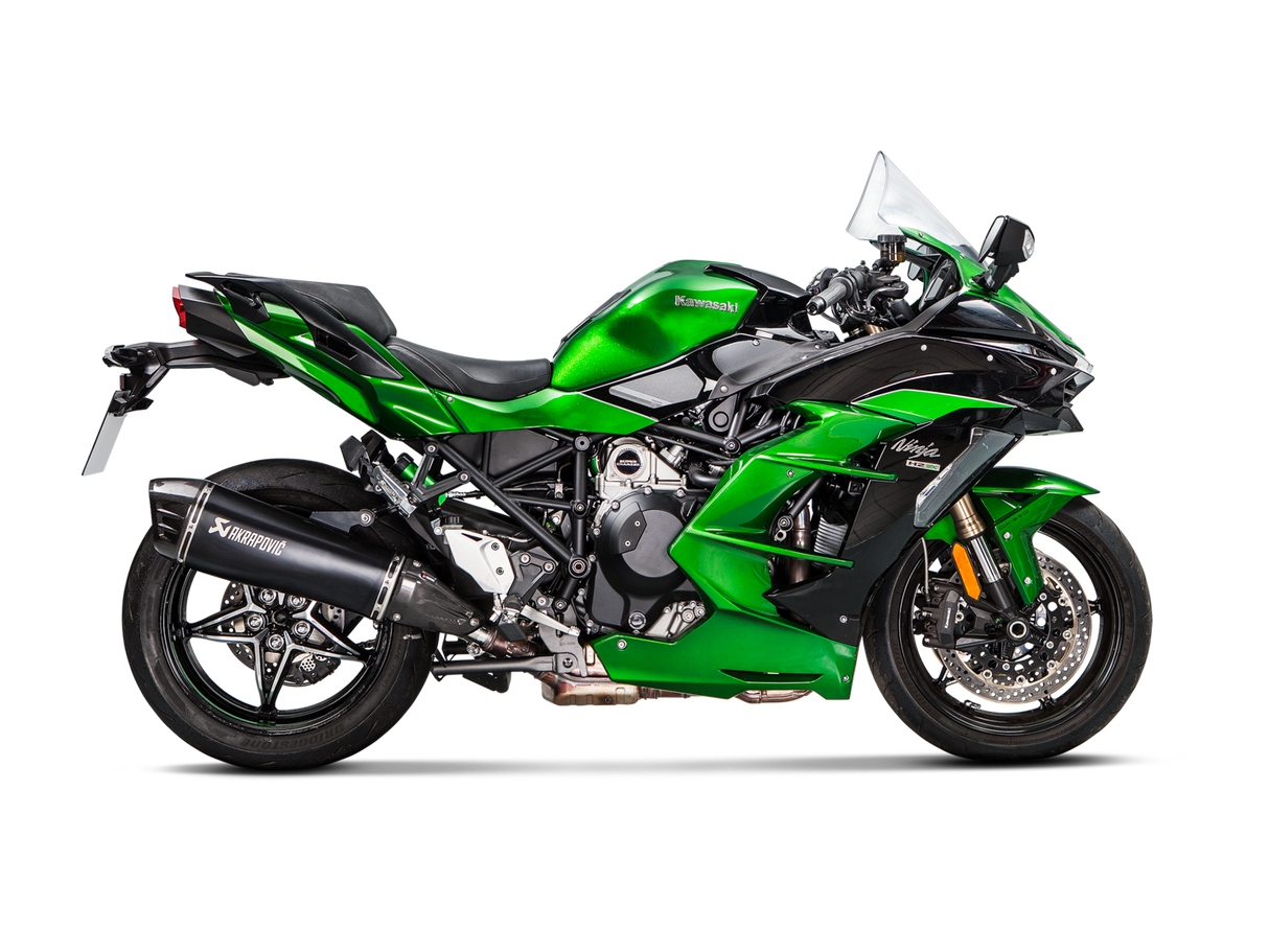 Akrapovic Slip-On Line Black Titanium Muffler System w/Carbon End Cap for Kawasaki Ninja H2 SX 18-Up Akrapovic