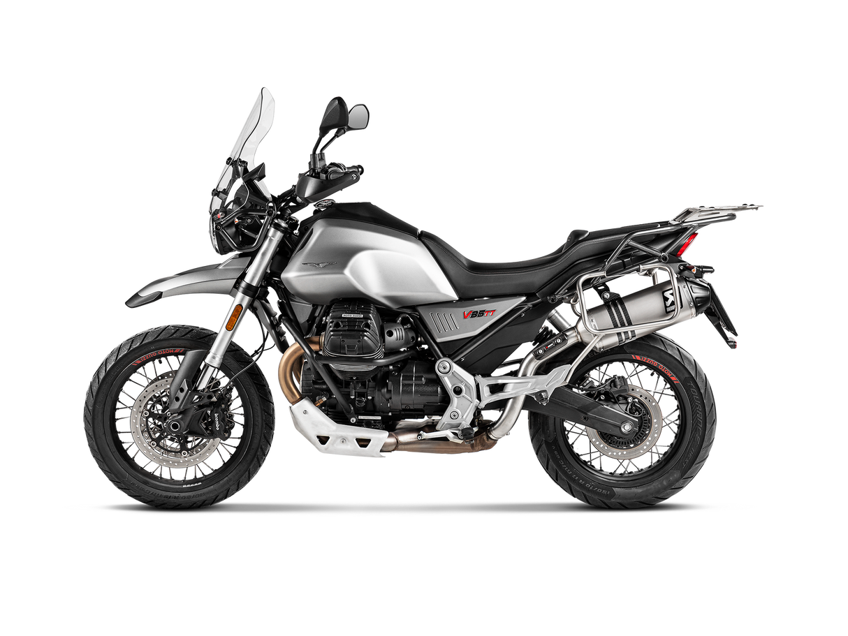 Akrapovic Slip-On Line Titanium Muffler System w/Black Titanium End Cap for Moto Guzzi V85TT 19-Up Akrapovic