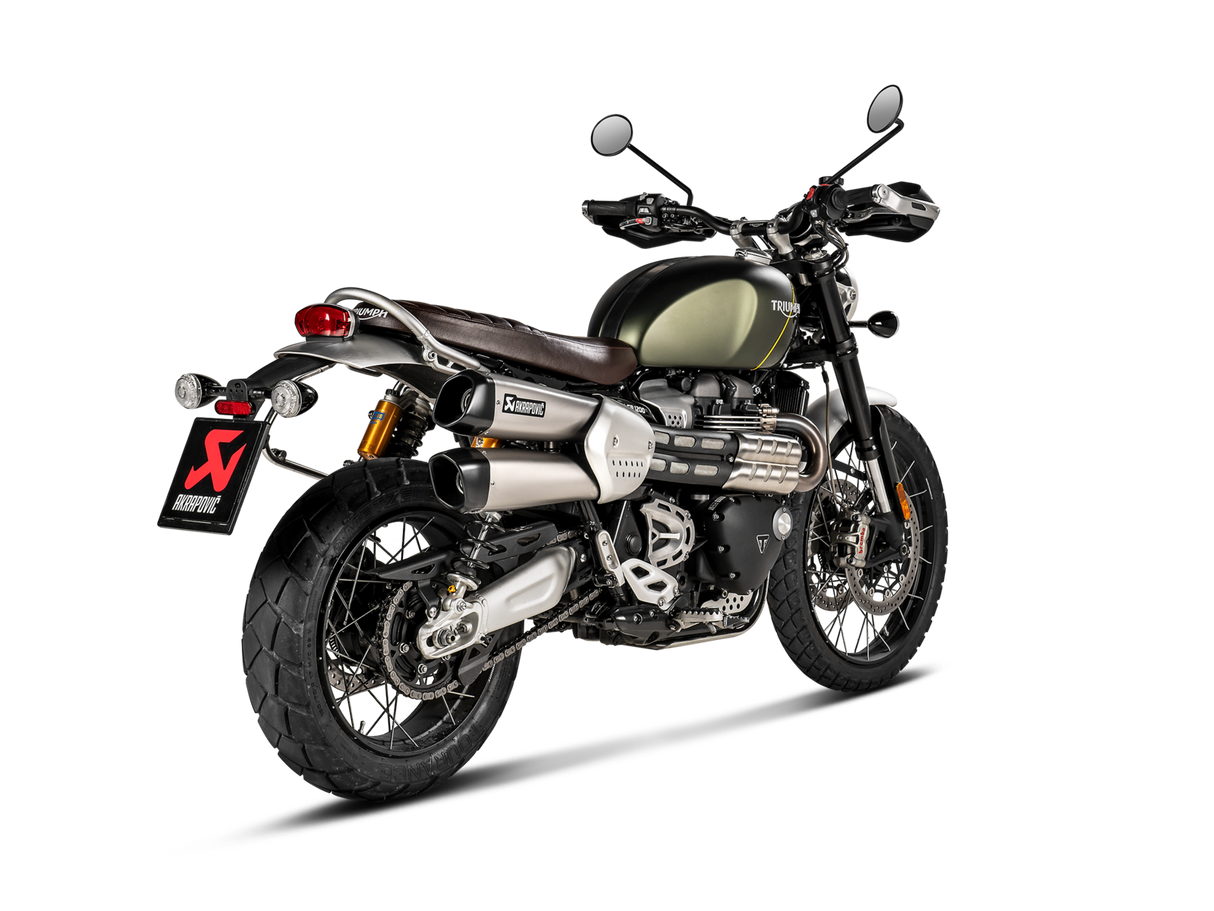 Akrapovic Slip-On Line Titanium Muffler System w/Black Titanium End Cap for Triumph Scrambler 1200 19-20 Akrapovic