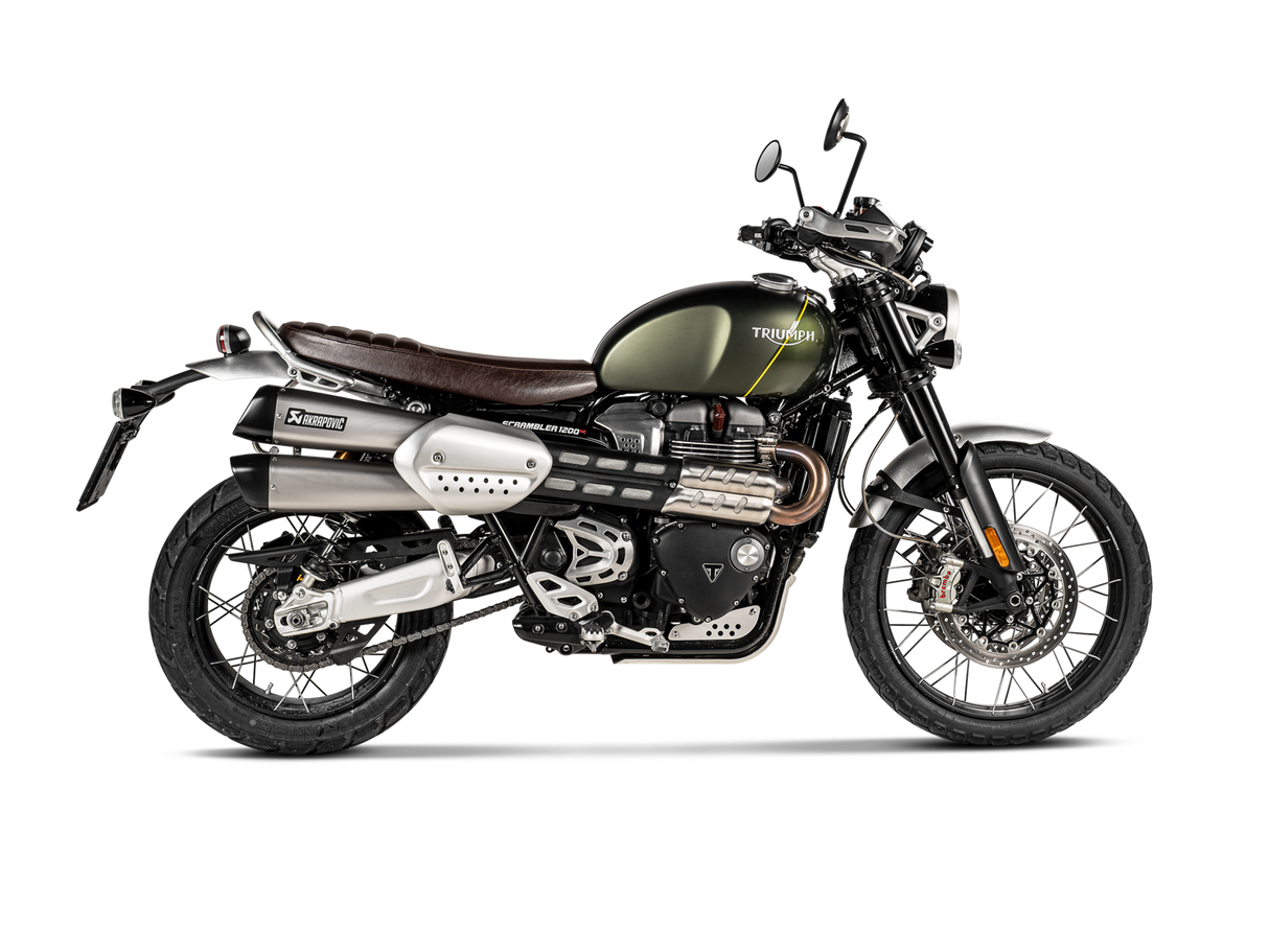 Akrapovic Slip-On Line Titanium Muffler System w/Black Titanium End Cap for Triumph Scrambler 1200 19-20 Akrapovic