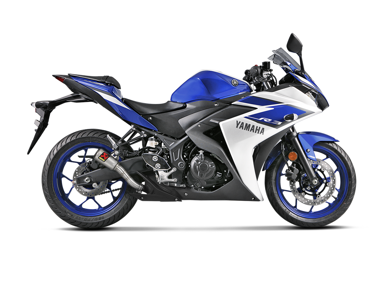 Akrapovic Slip-On Line Stainless Steel Muffler System w/Titanium End Cap for Yamaha YZF-R25 14-21/YZF-R3 15-21/MT-03 16-21 Akrapovic