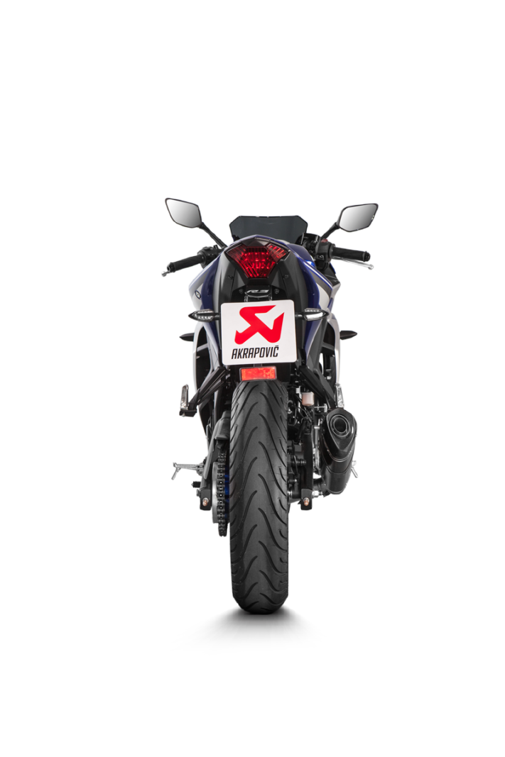 Akrapovic Racing Line Carbon Exhaust System w/Carbon End Cap for Yamaha YZF-R25 22-Up/YZF-R3 18-Up/MT-03 19-Up Akrapovic