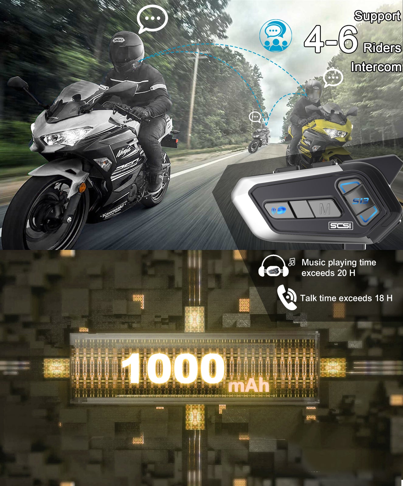 SCS - SCS S13 Bluetooth Intercom - Shark Leathers