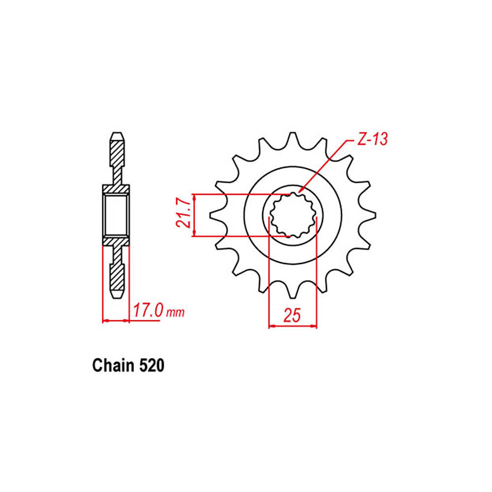 FRONT SPROCKET - STEEL  17T 520P