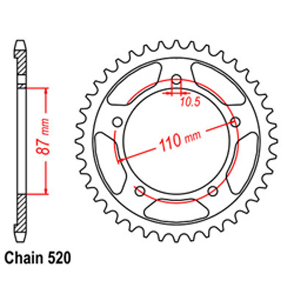 REAR SPROCKET - STEEL 47T 520P (NEW 2021)