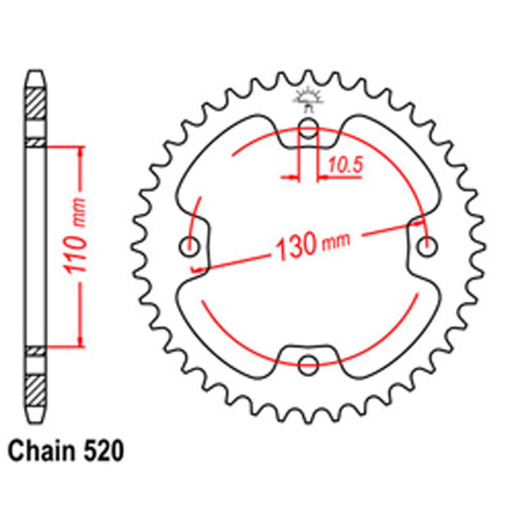 REAR SPROCKET - STEEL 38T 520P