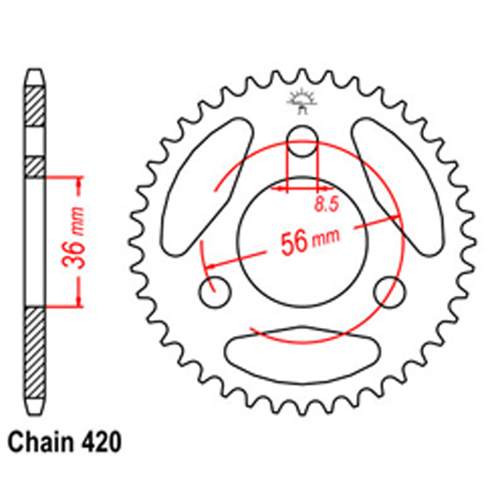 REAR SPROCKET - STEEL 28T 420P