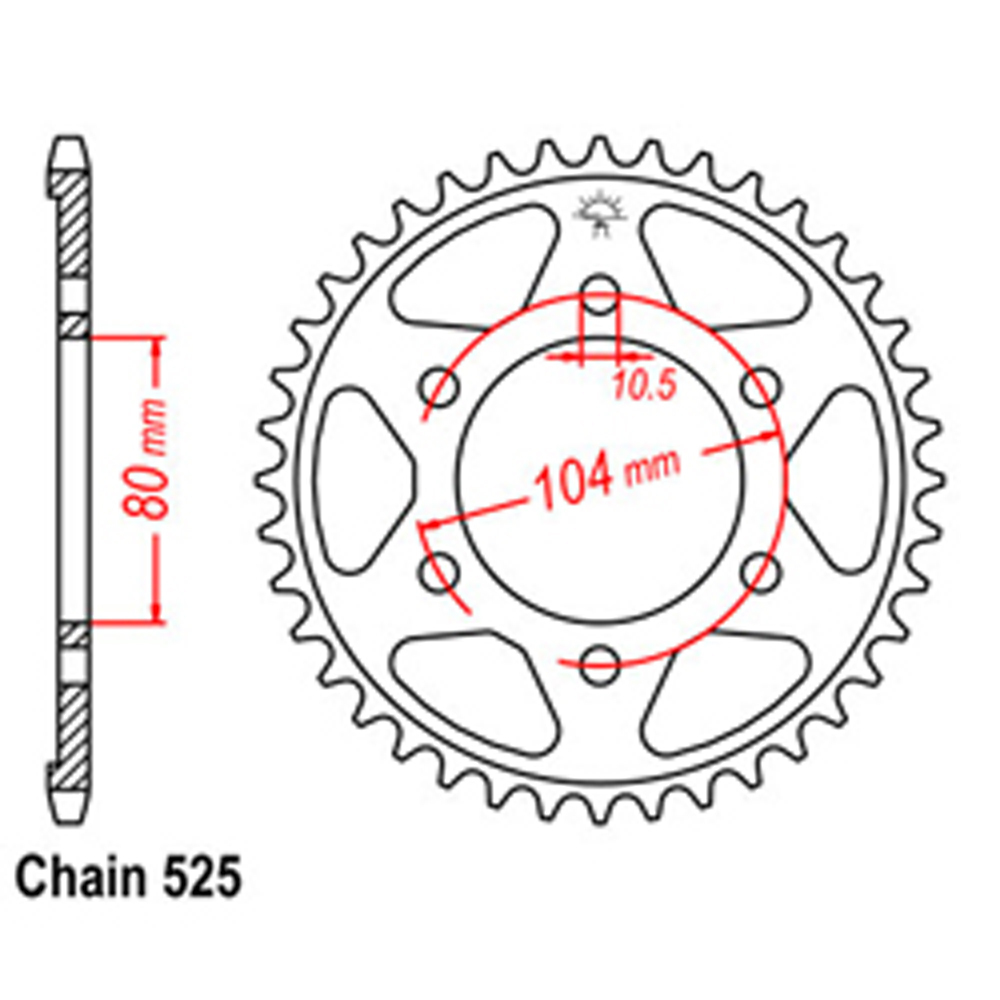 REAR SPROCKET - STEEL 41T 525P