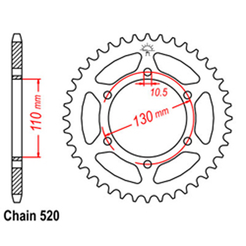 REAR SPROCKET - STEEL 45T 520P