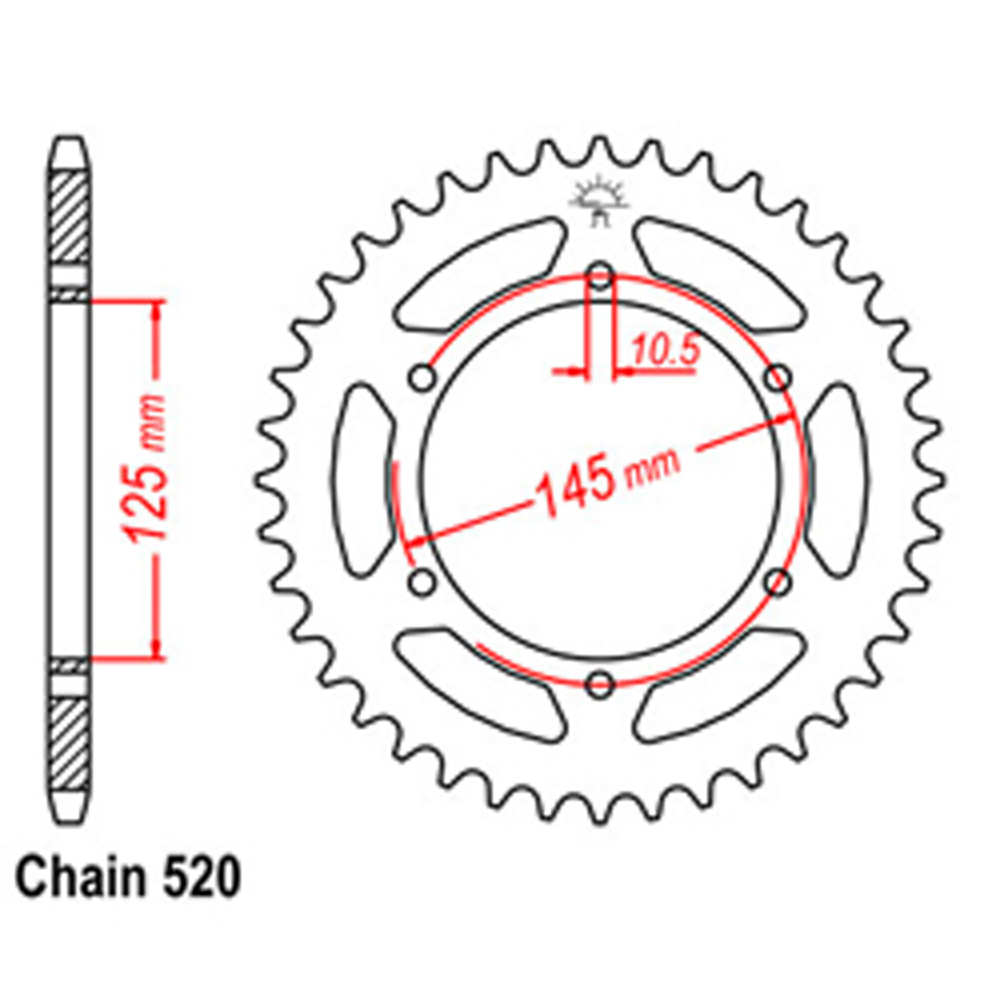 REAR SPROCKET - STEEL 48T 520P