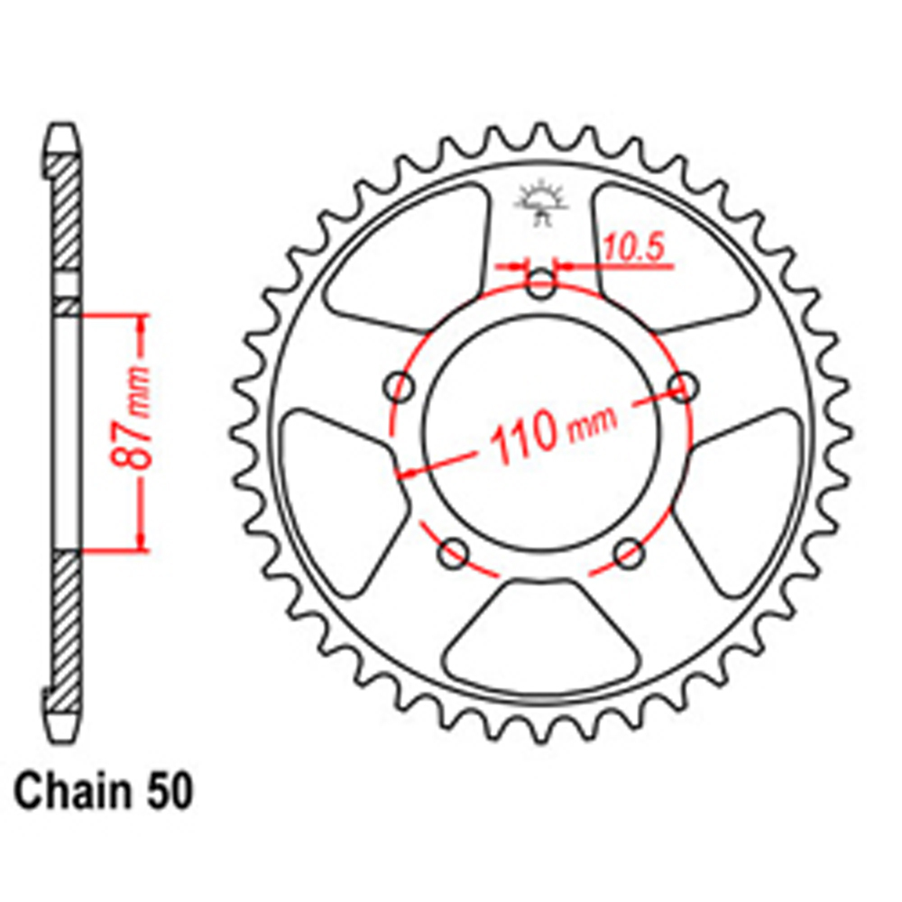 REAR SPROCKET - STEEL 47T 530P