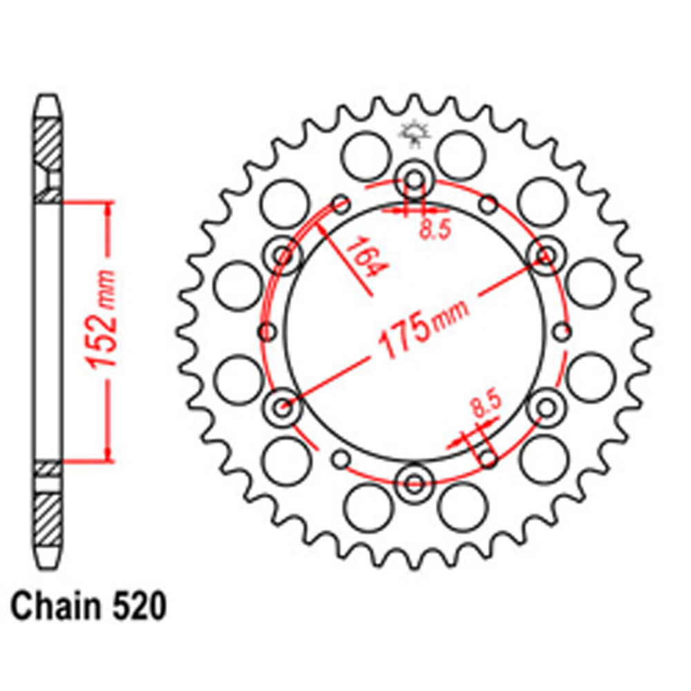 REAR SPROCKET - STEEL 46T 520P D/D