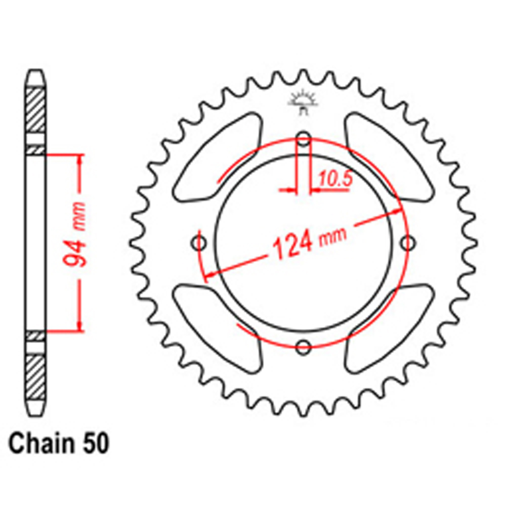 REAR SPROCKET - STEEL 37T 530P