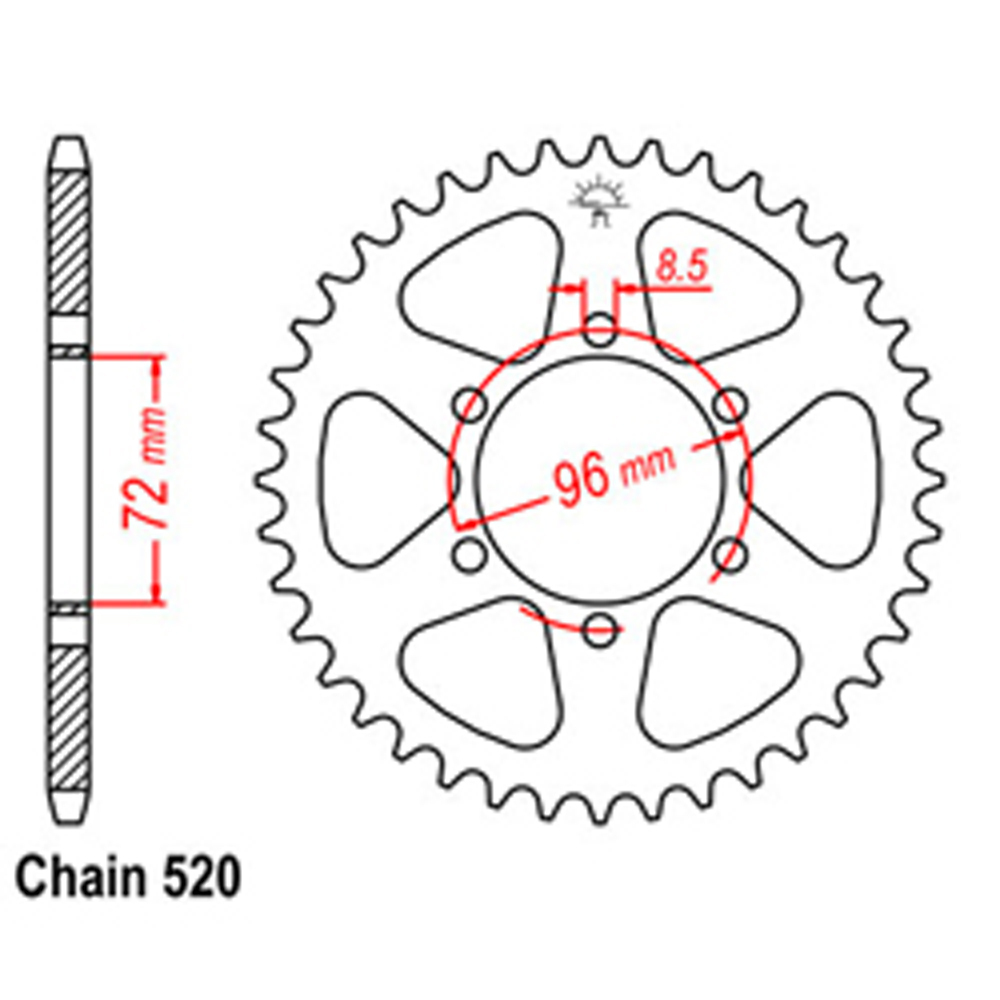 REAR SPROCKET - STEEL 42T 520P