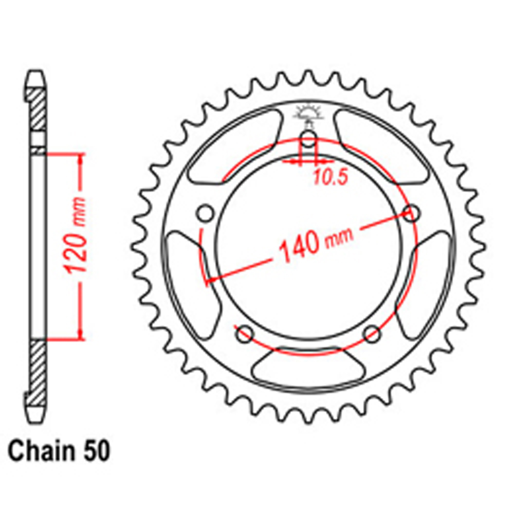 REAR SPROCKET - STEEL 42T 530P