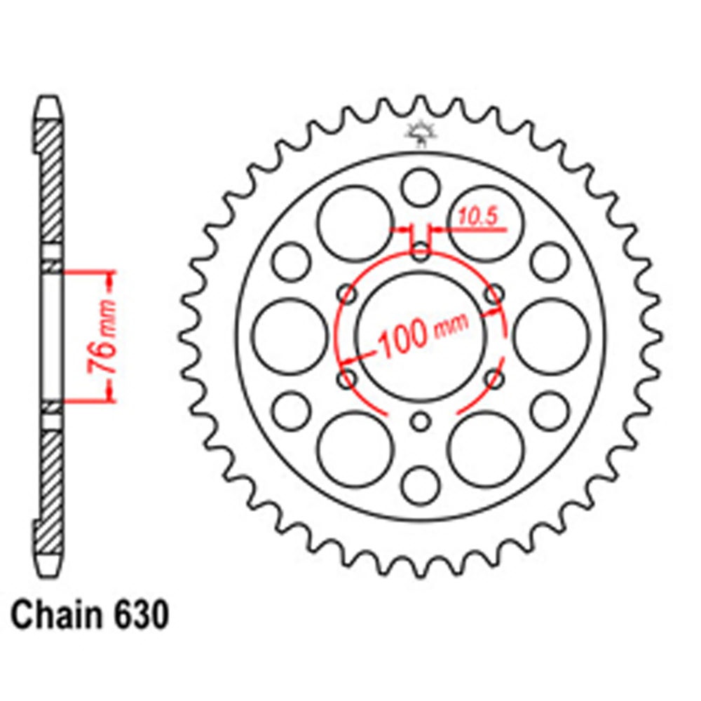 REAR SPROCKET - STEEL 42T 630P