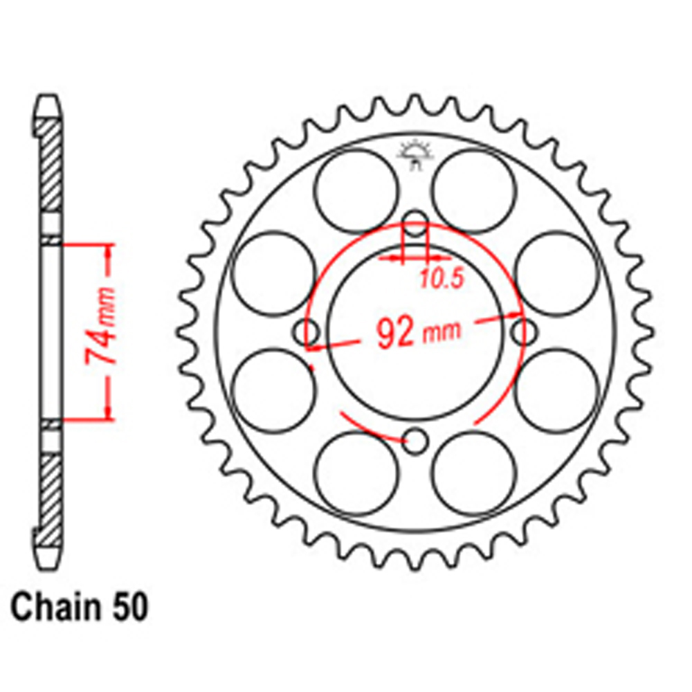 REAR SPROCKET - STEEL 39T 530P