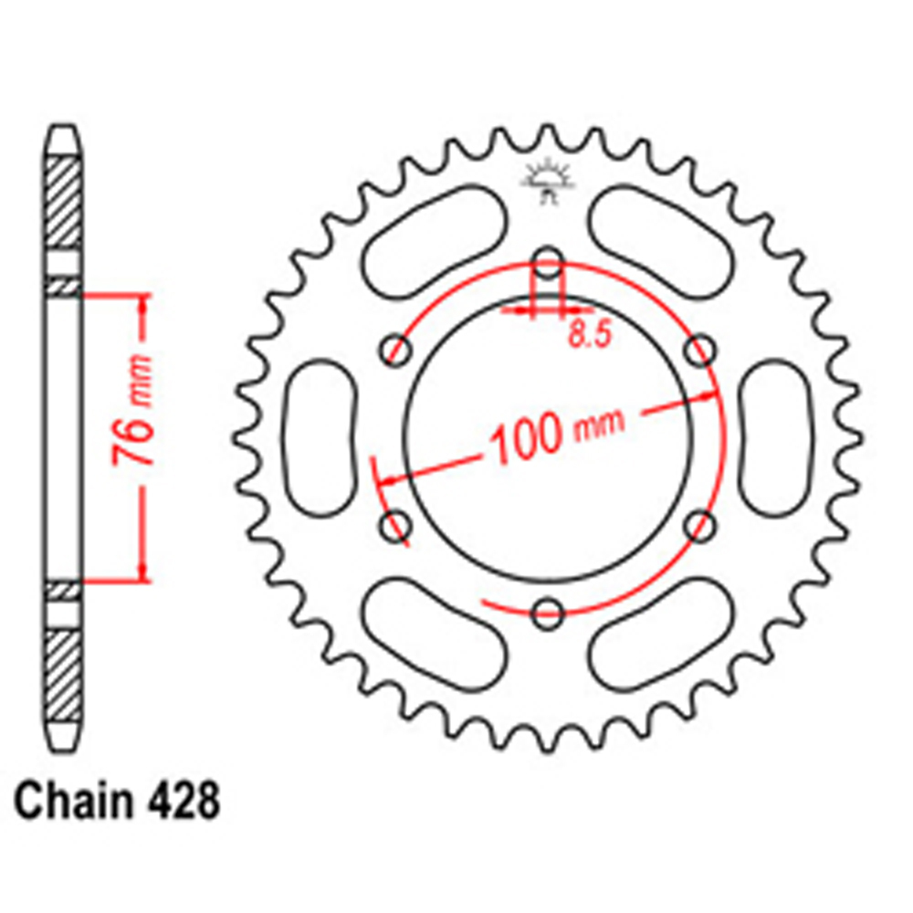 REAR SPROCKET - STEEL 47T 428P