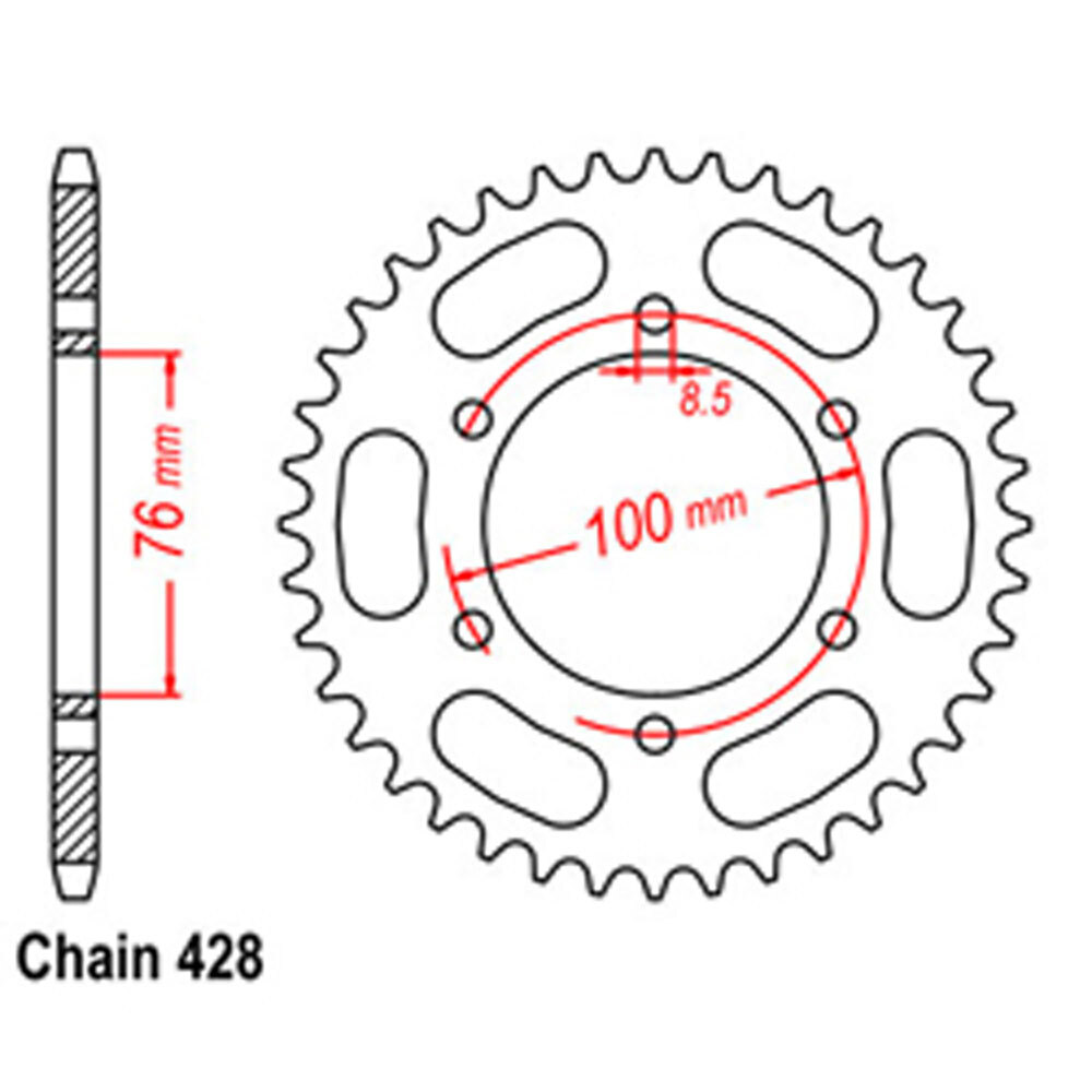 Z - REAR SPROCKET - STEEL 52T 428P