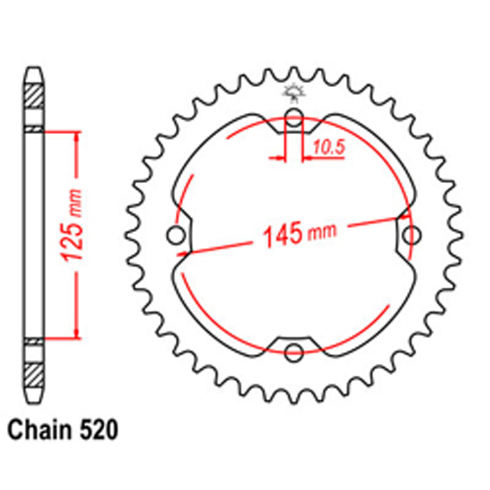 REAR SPROCKET - STEEL 38T 520P