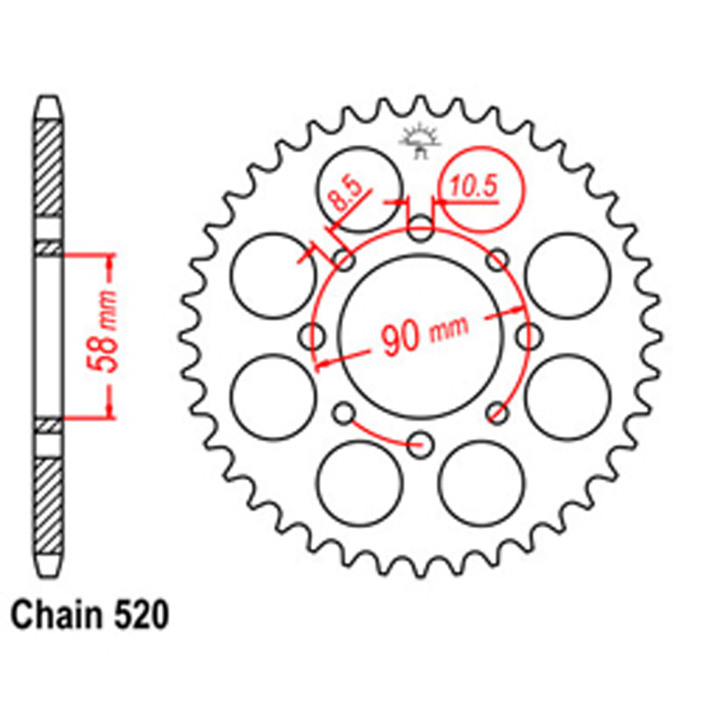 REAR SPROCKET - STEEL 41T 520P D/D