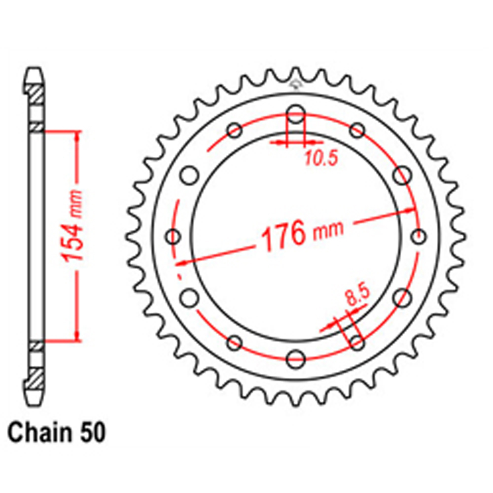 REAR SPROCKET - STEEL 43T 530P D/D