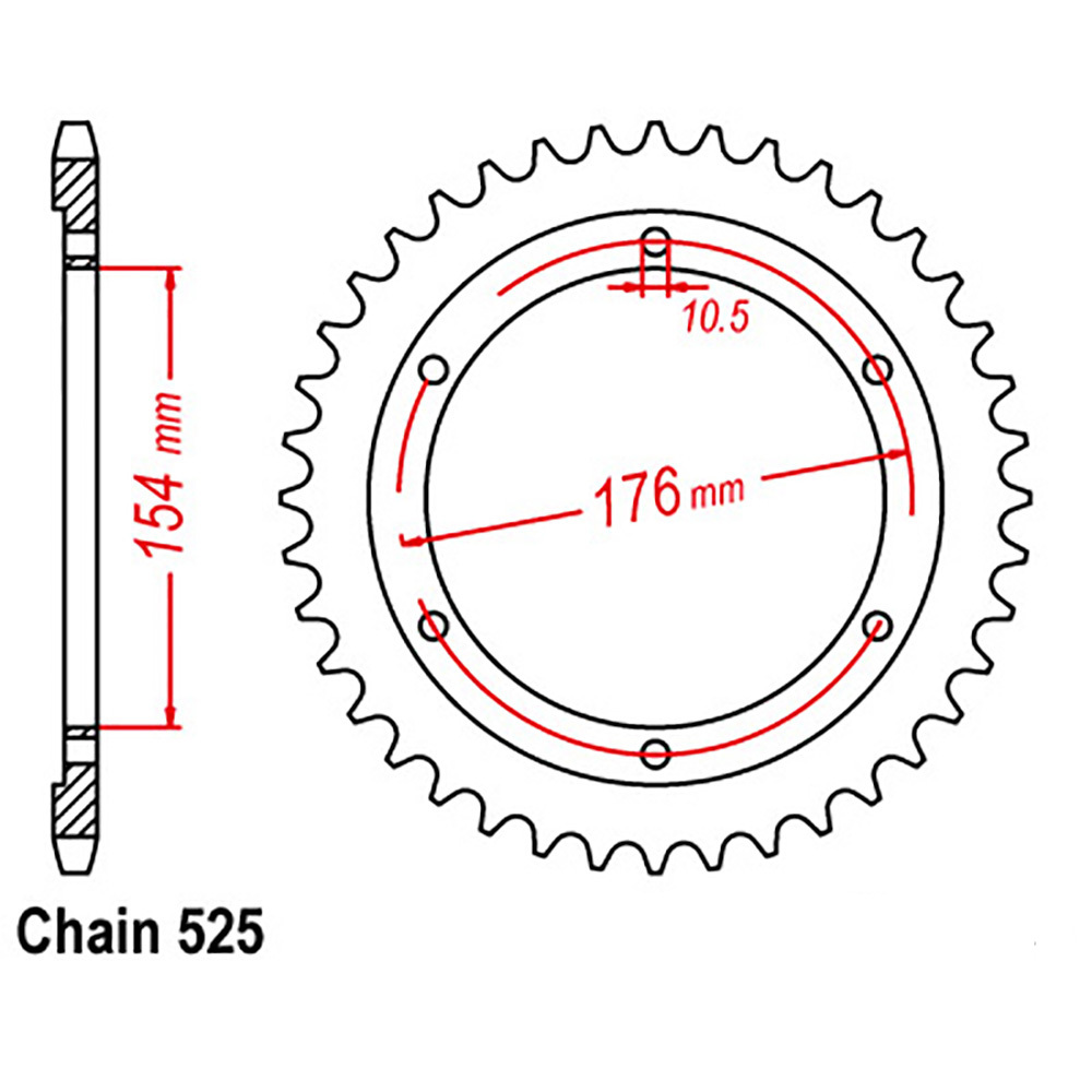 REAR SPROCKET - STEEL 43T 525P