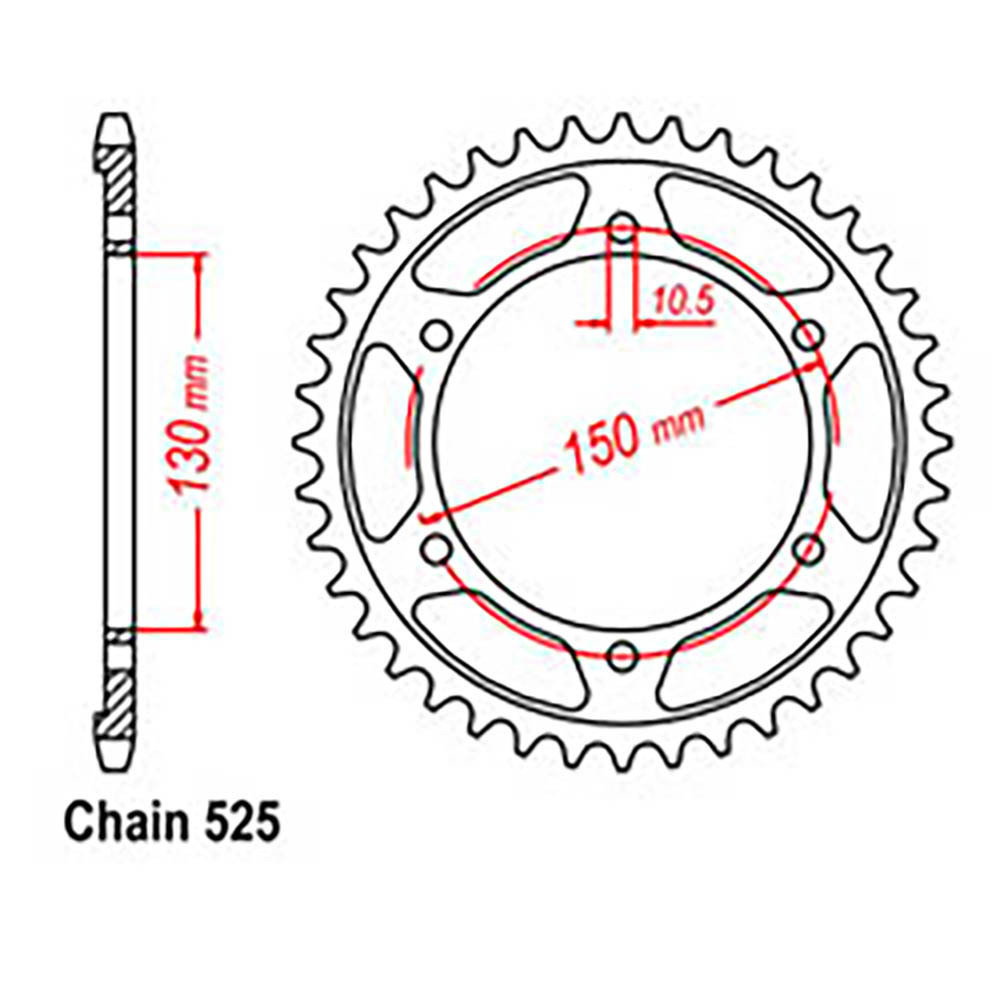 REAR SPROCKET - STEEL 46T 525P