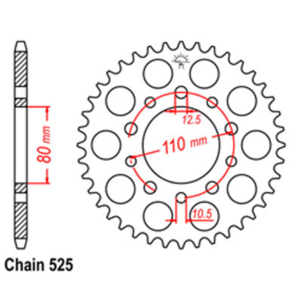 REAR SPROCKET - STEEL 42T 525P D/D