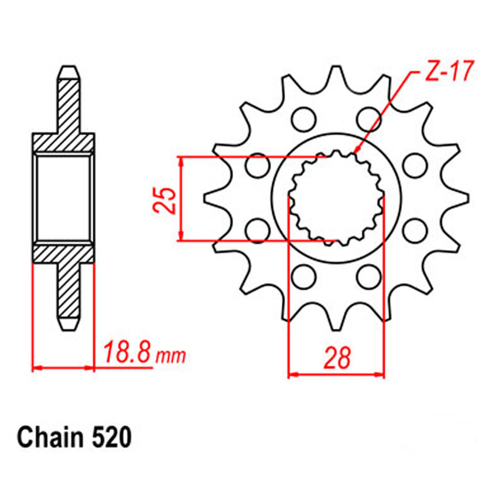 Z - FRONT SPROCKET - STEEL 17T 520P