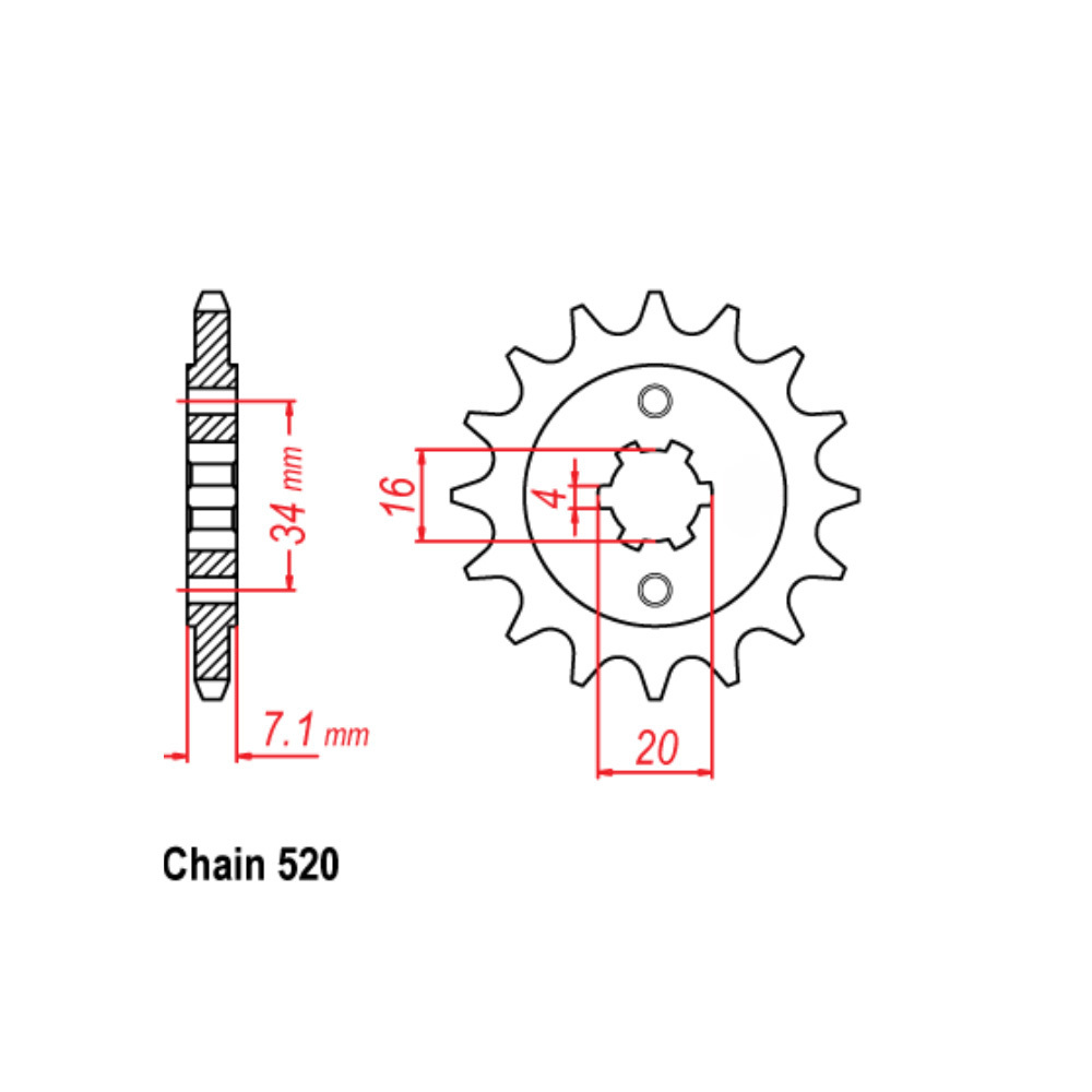 FRONT SPROCKET - STEEL 14T 520P