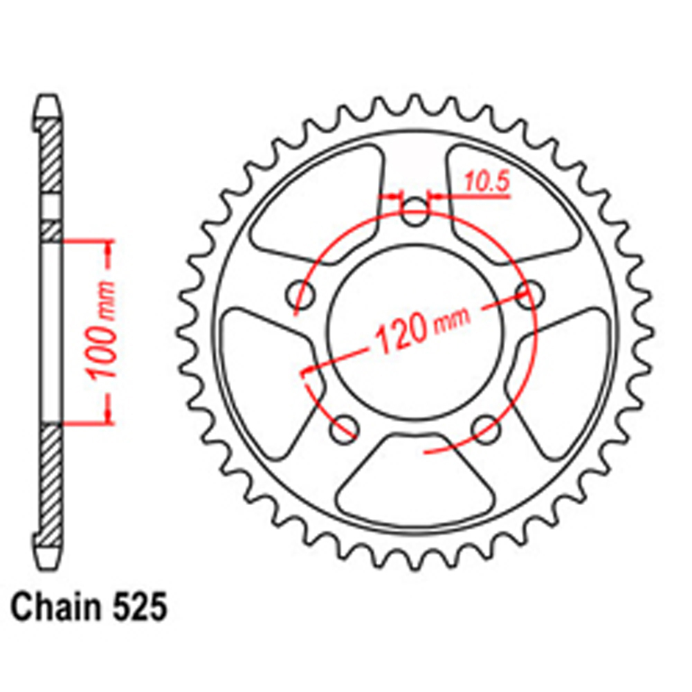 REAR SPROCKET - STEEL 40T 525P