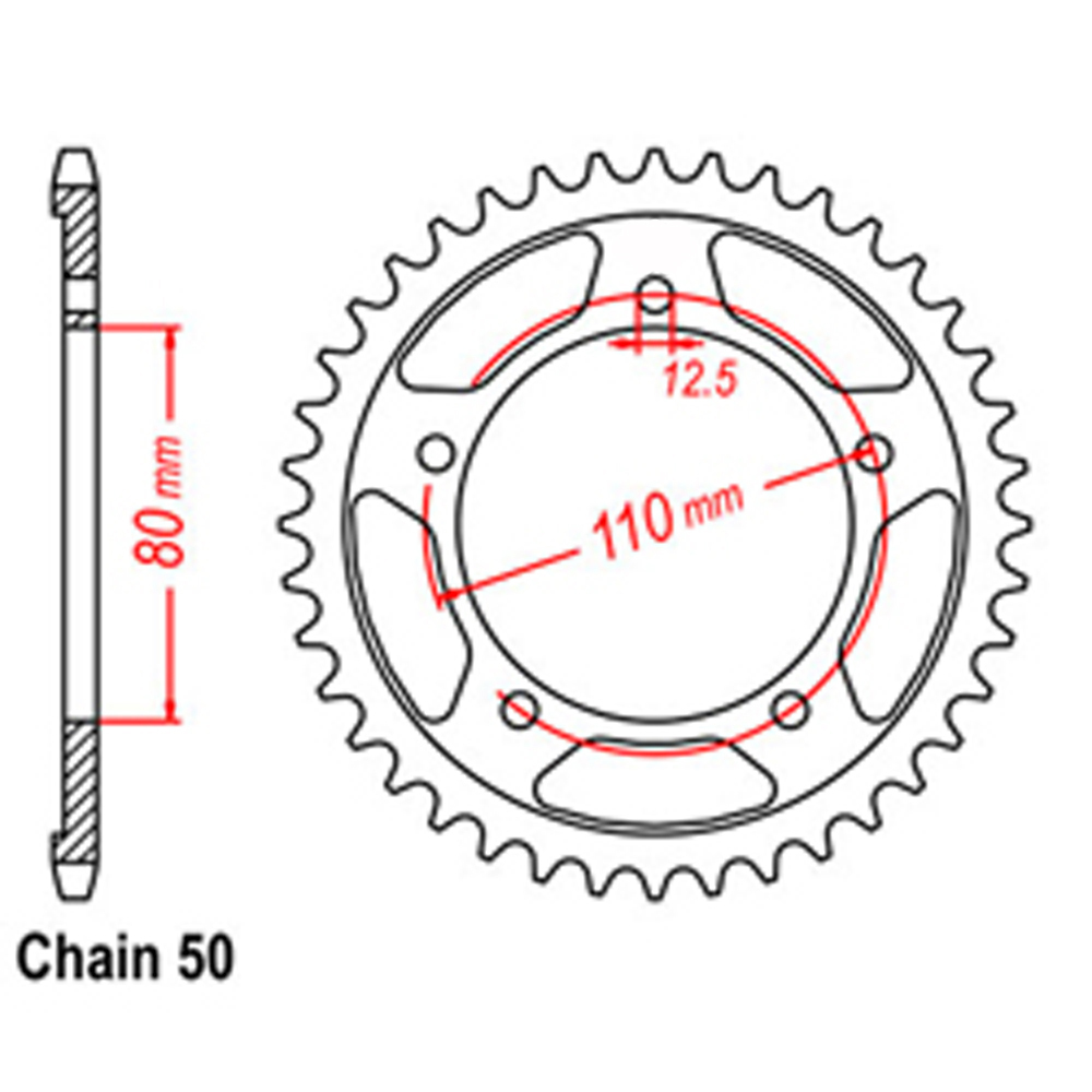 REAR SPROCKET - STEEL 48T 530P