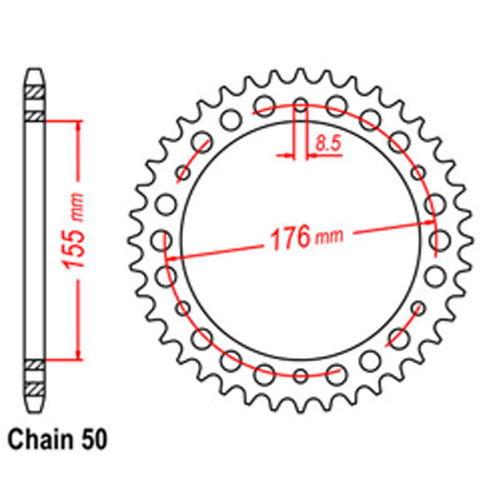 REAR SPROCKET - STEEL 43T 530P