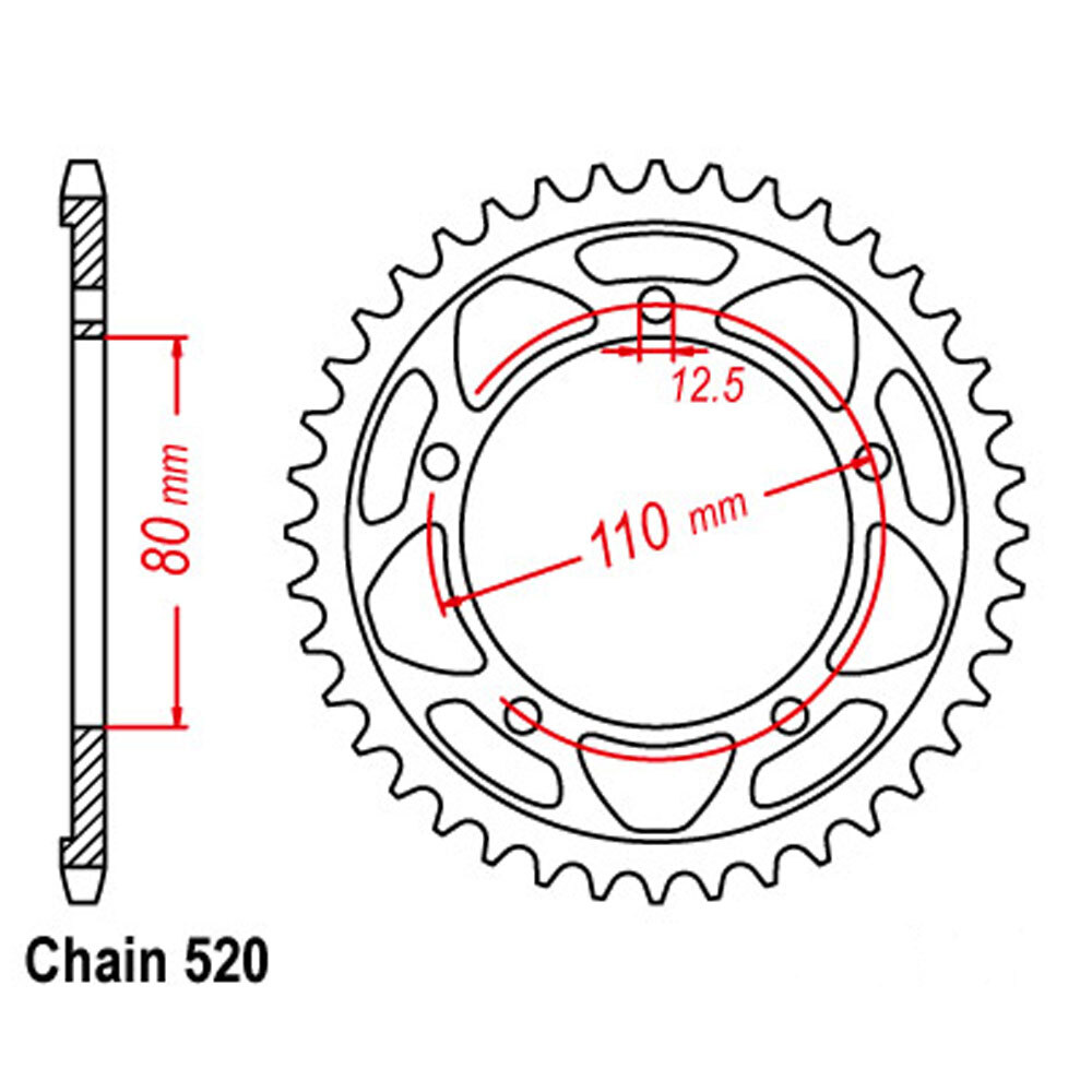 REAR SPROCKET - STEEL 42T 520P