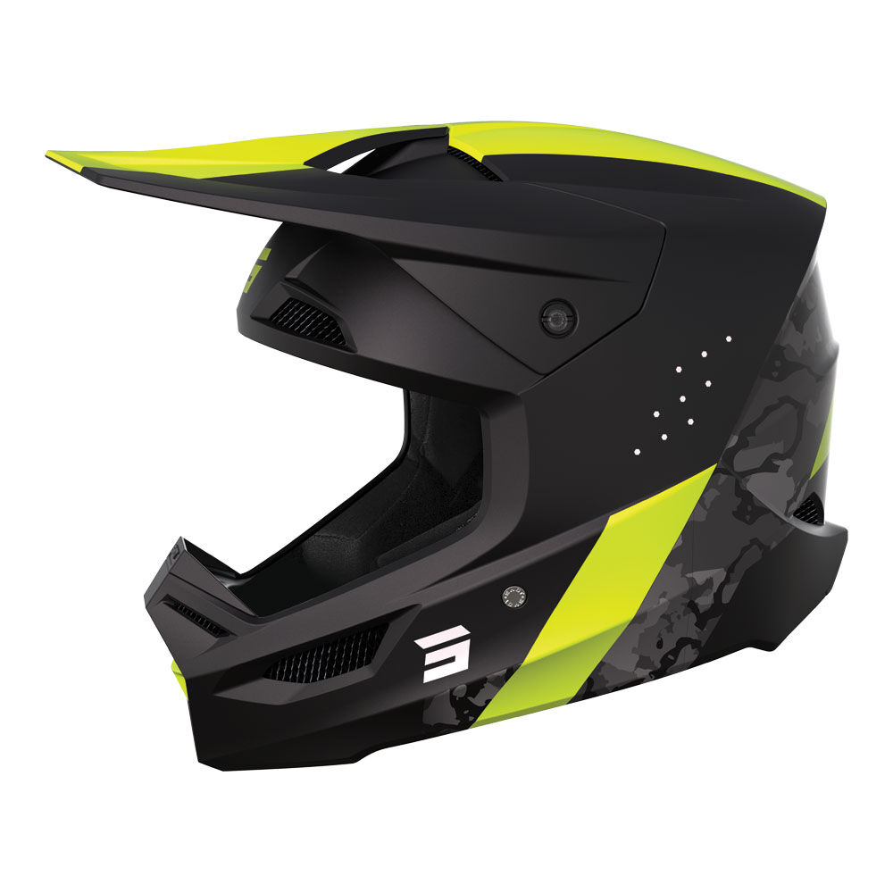 SHOT RACE HELMET CAMO MATT BLK/NEON YEL MIPS S