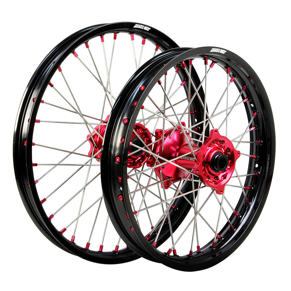 STATES MX WHEEL SET 21/19 - BLK/RED/RED - GAS GAS MC 21 UP